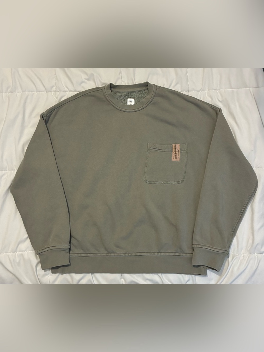 Lunya Women's Good in Bed Silksweats Reversible Sweatshirt Olive Green Size S